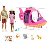 Barbie Pink Passport Kenya Adventure dolls and helicopter playset